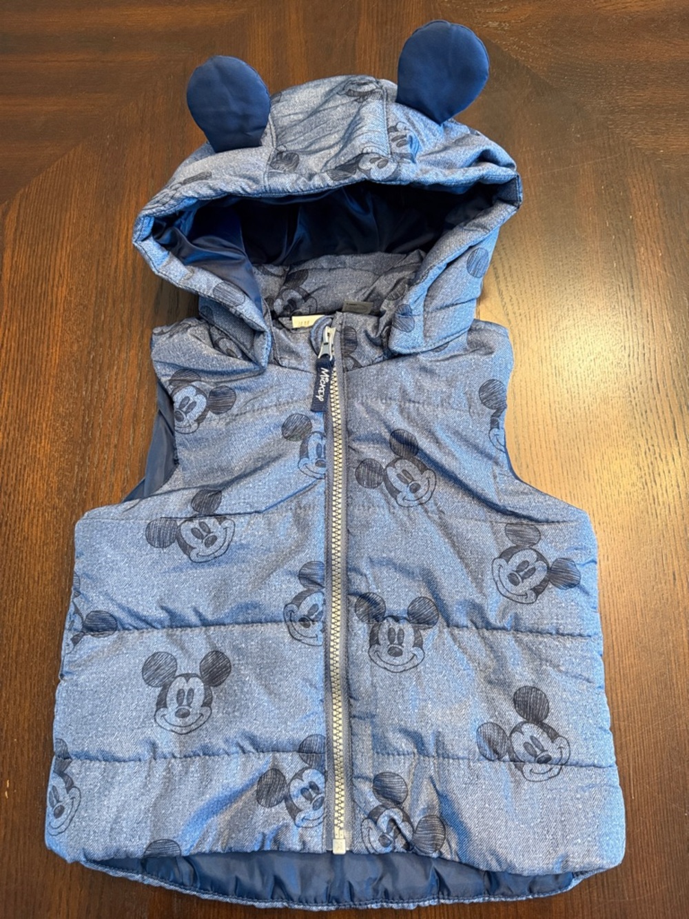 H&M Disney Mickey Mouse Puffer Vest Hooded Mickey Ears Toddler 18-24M